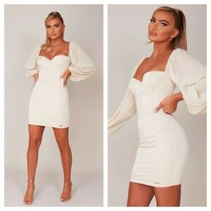 ODOLLS BALLOON SLEEVE DRESS IN CHAMPAGNE size 8